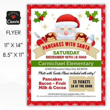 pancakes with Santa holiday breakfast fundraiser invitation